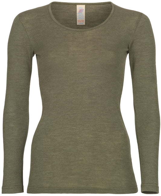 Wolle/Seide Langarm-Shirt für Damen in Olive von Engel Naturtextilien