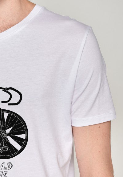 SALE: T-shirt Bike Road Junkie auf Weiss von Greenbomb