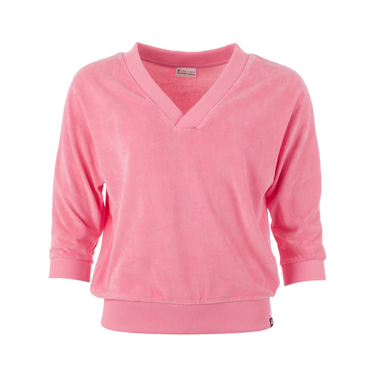 SALE: Velours-Pulli in Pink V-Ausschnitt von Chills&Fever (Froy&Dind)